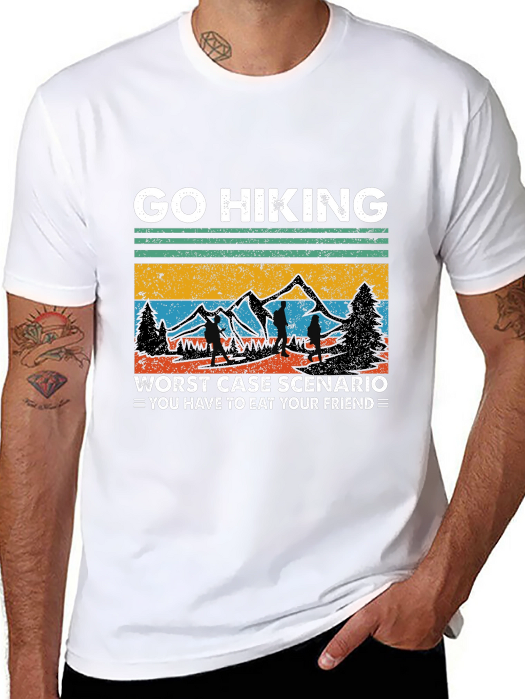 Go Hiking Eat Friend Black Tee