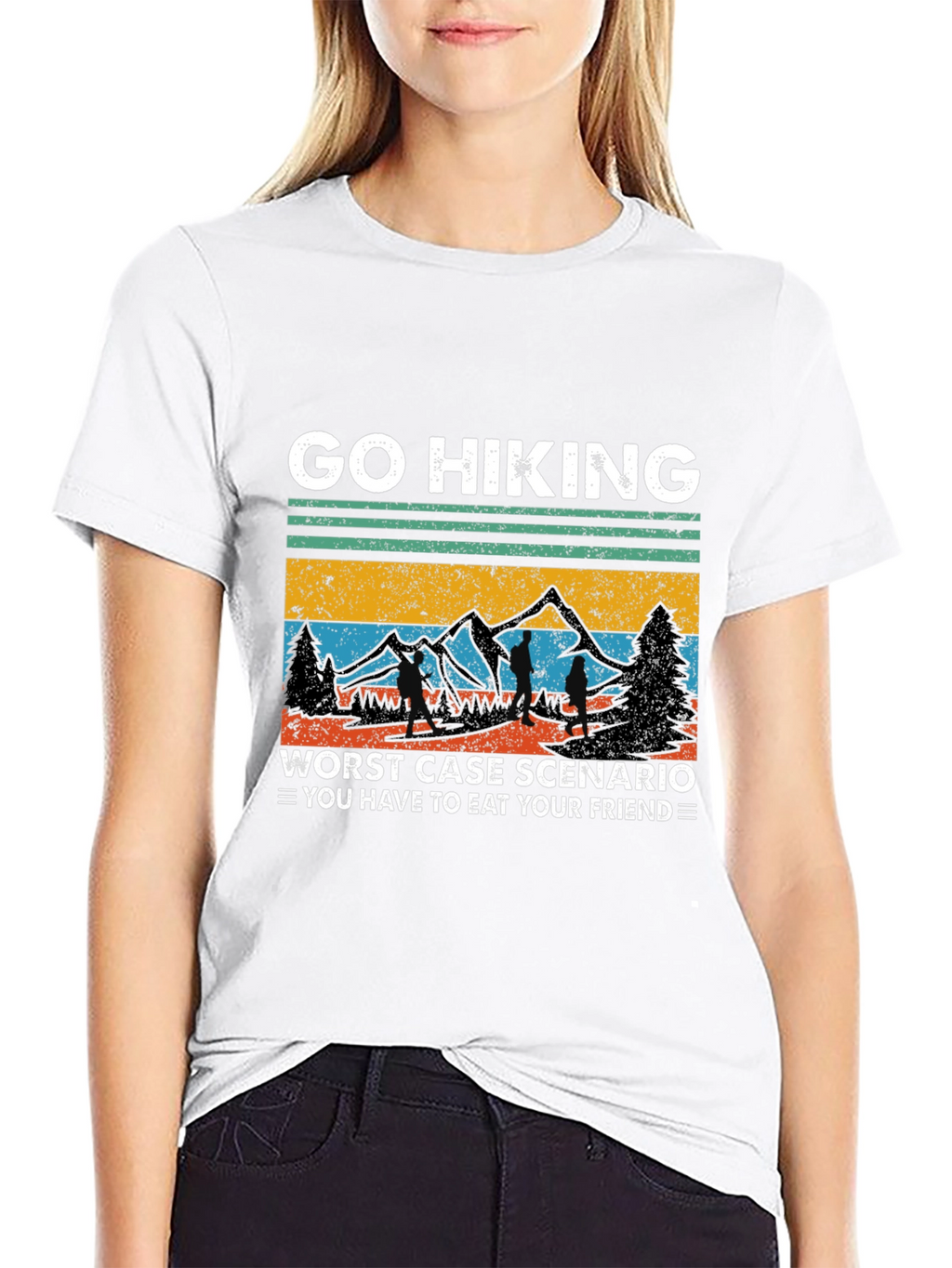 Go Hiking Eat Friend Black Tee