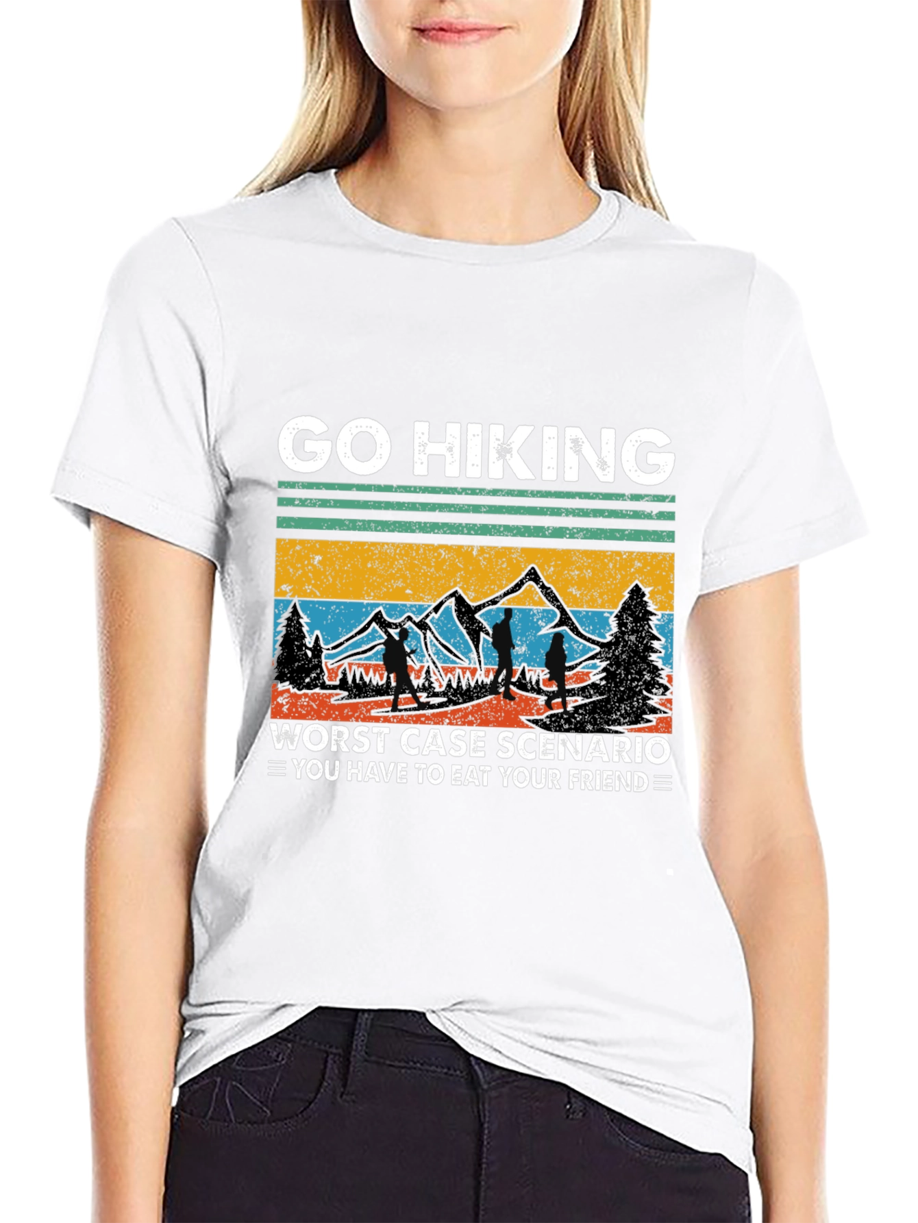 Go Hiking Eat Friend Black Tee