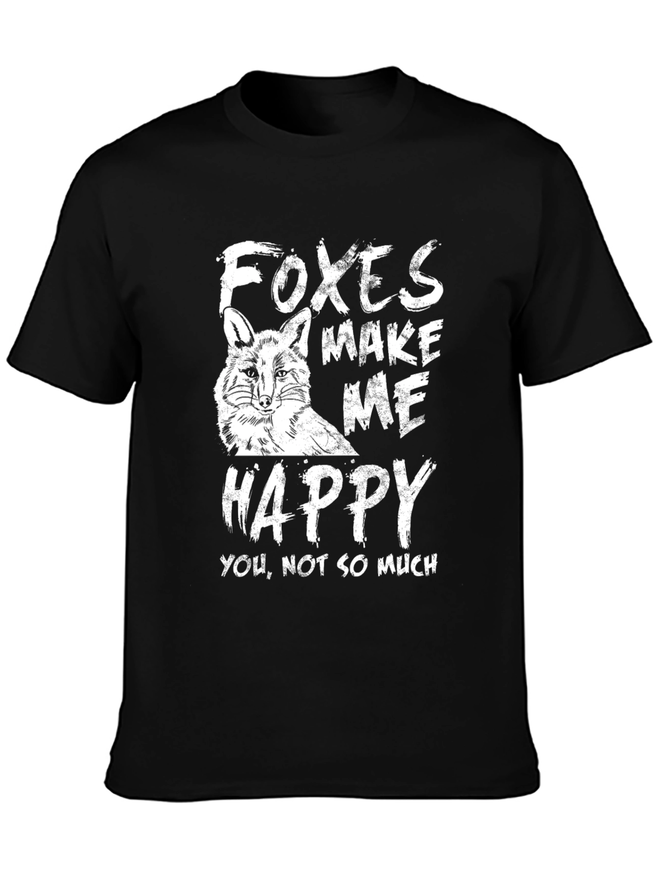 Foxes Make Me Happy Graphic Tee - Black