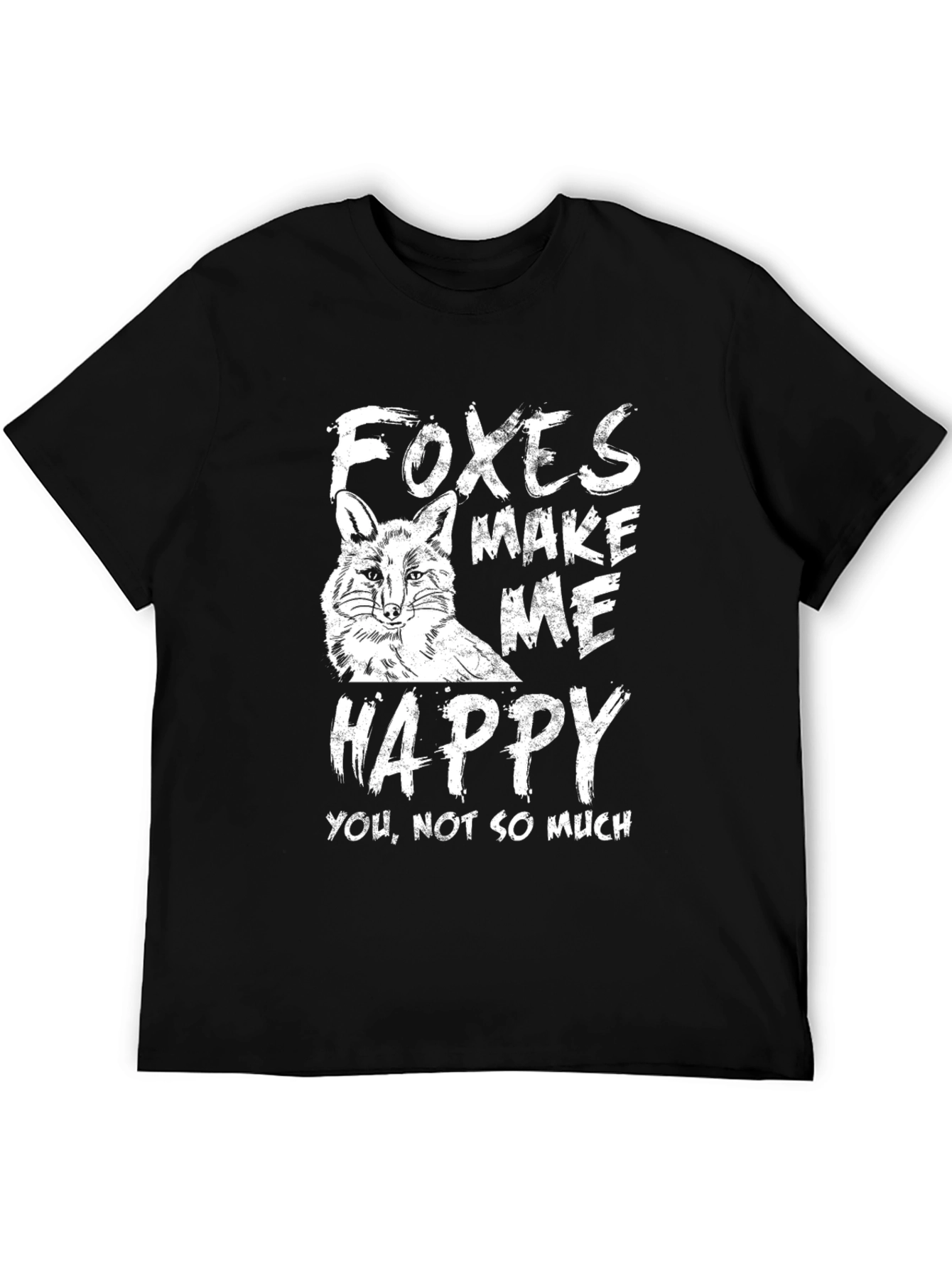 Foxes Make Me Happy Graphic Tee - Black