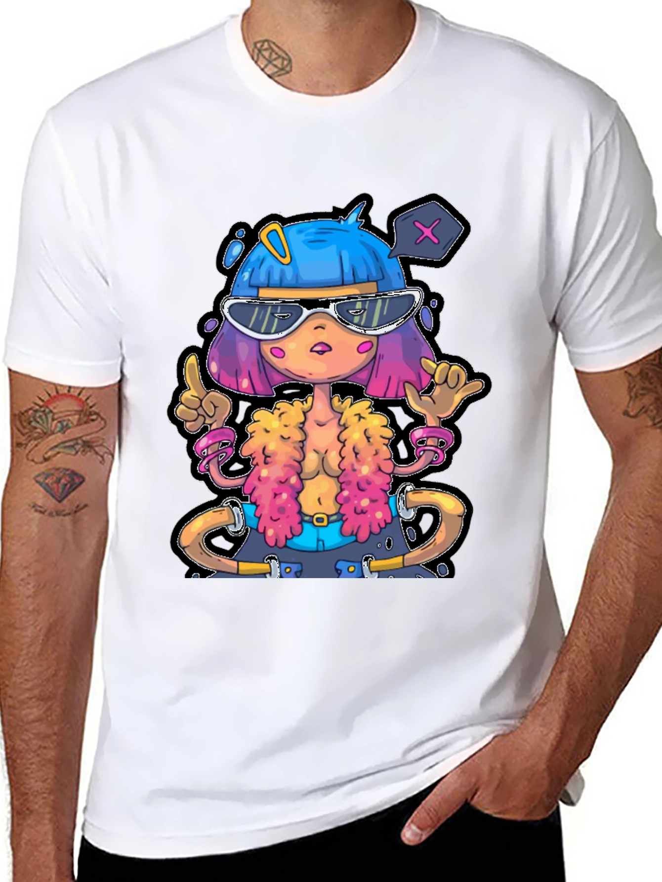 Funky Cartoon Graphic T-Shirt