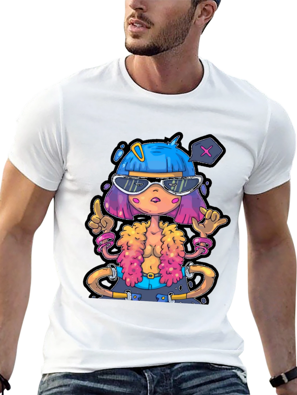 Funky Cartoon Graphic T-Shirt