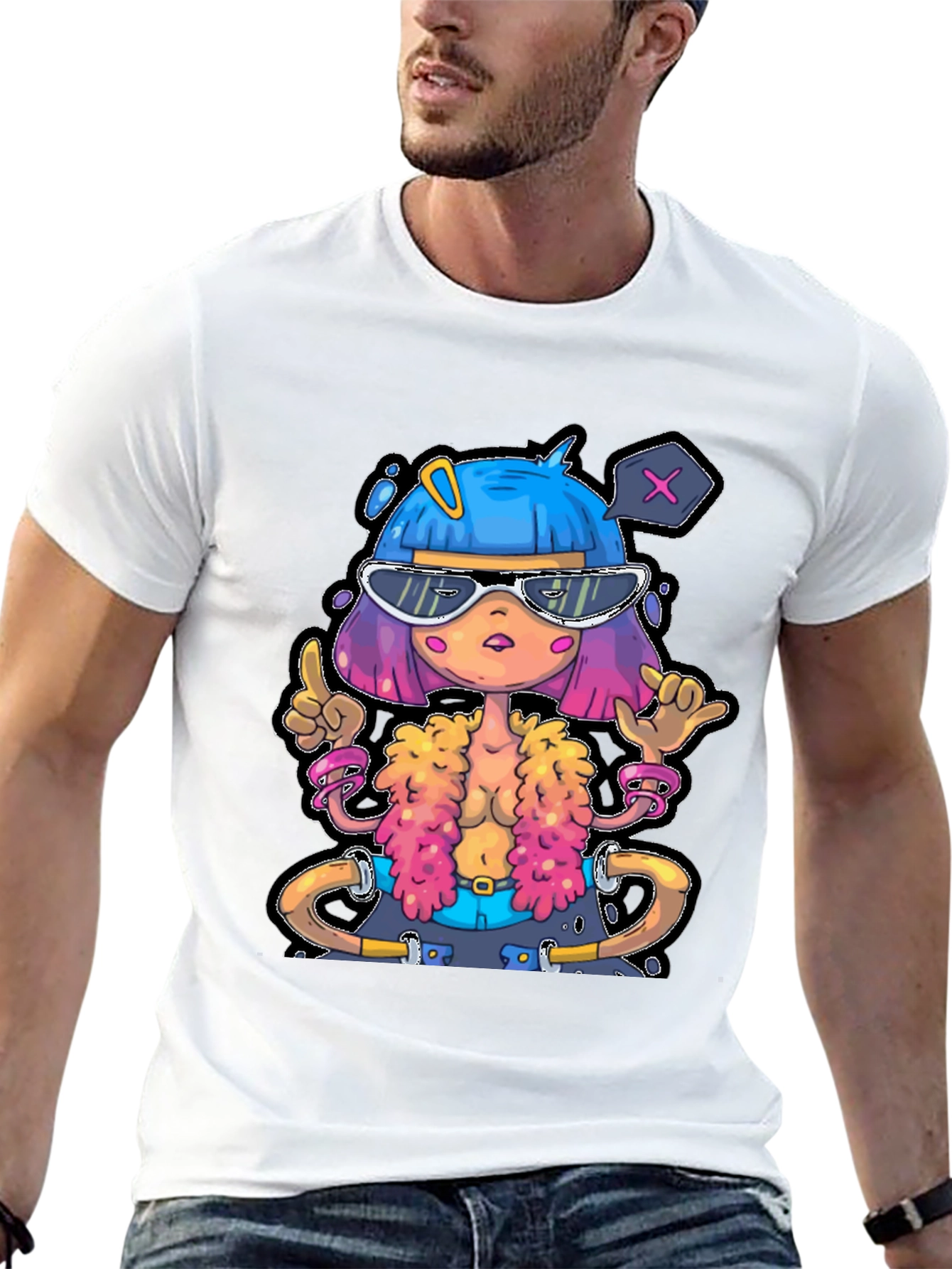 Funky Cartoon Graphic T-Shirt