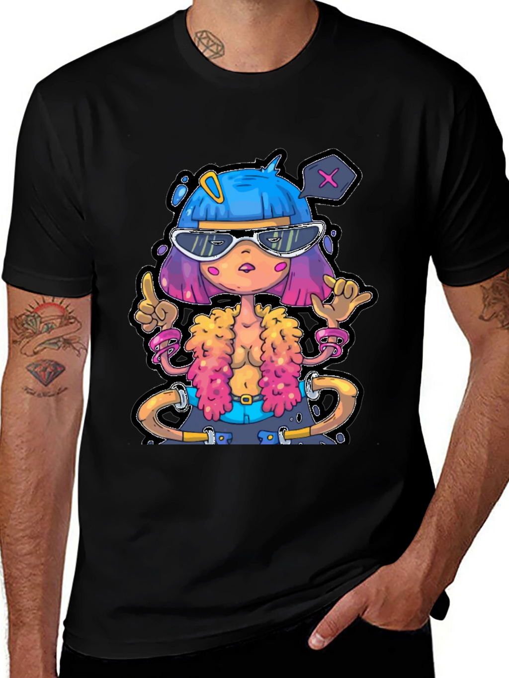 Funky Cartoon Graphic T-Shirt