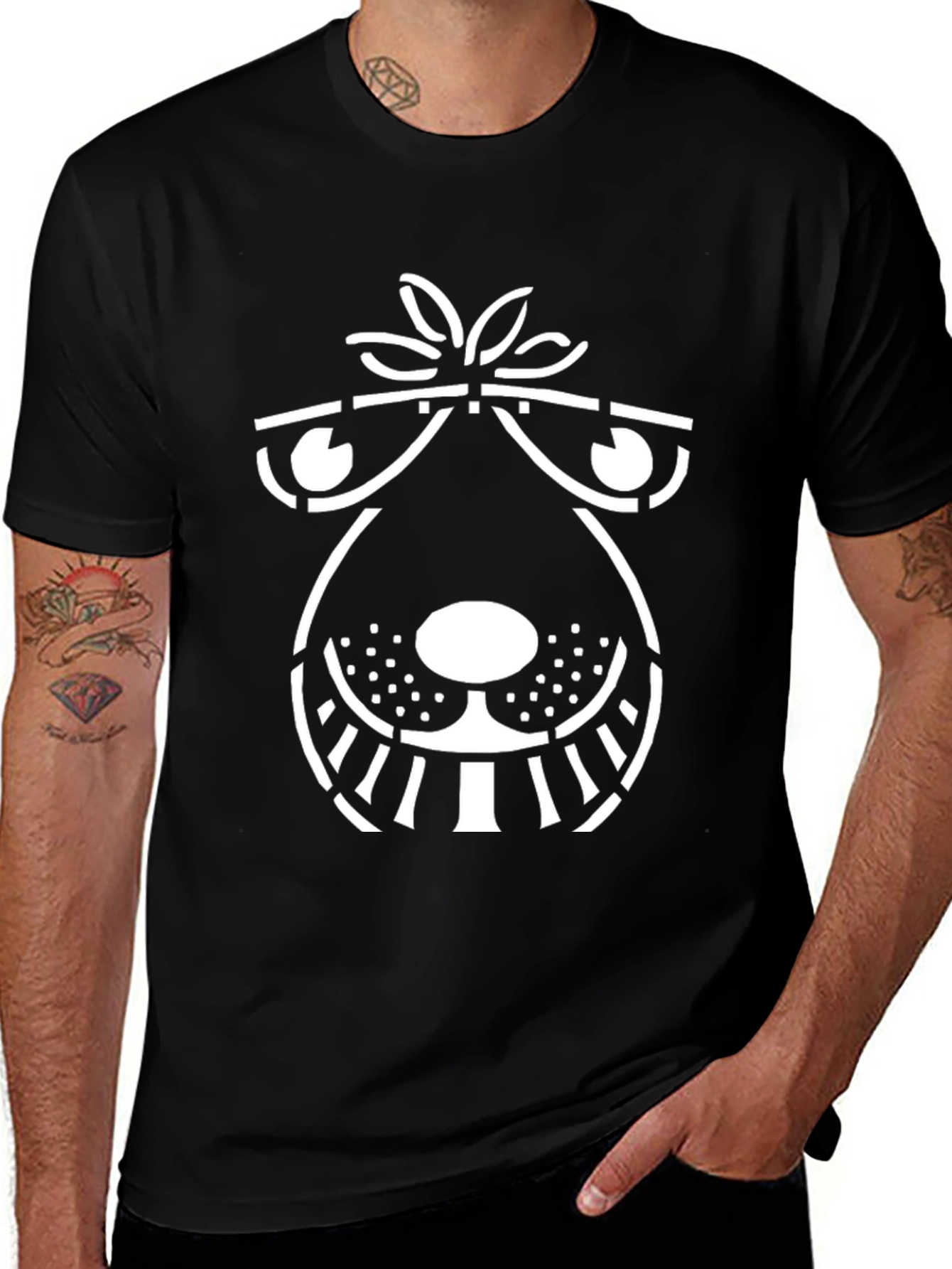 Funny Dog Graphic Tee - Black Cotton Blend