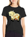 Funny Cow Cartoon Black T-Shirt
