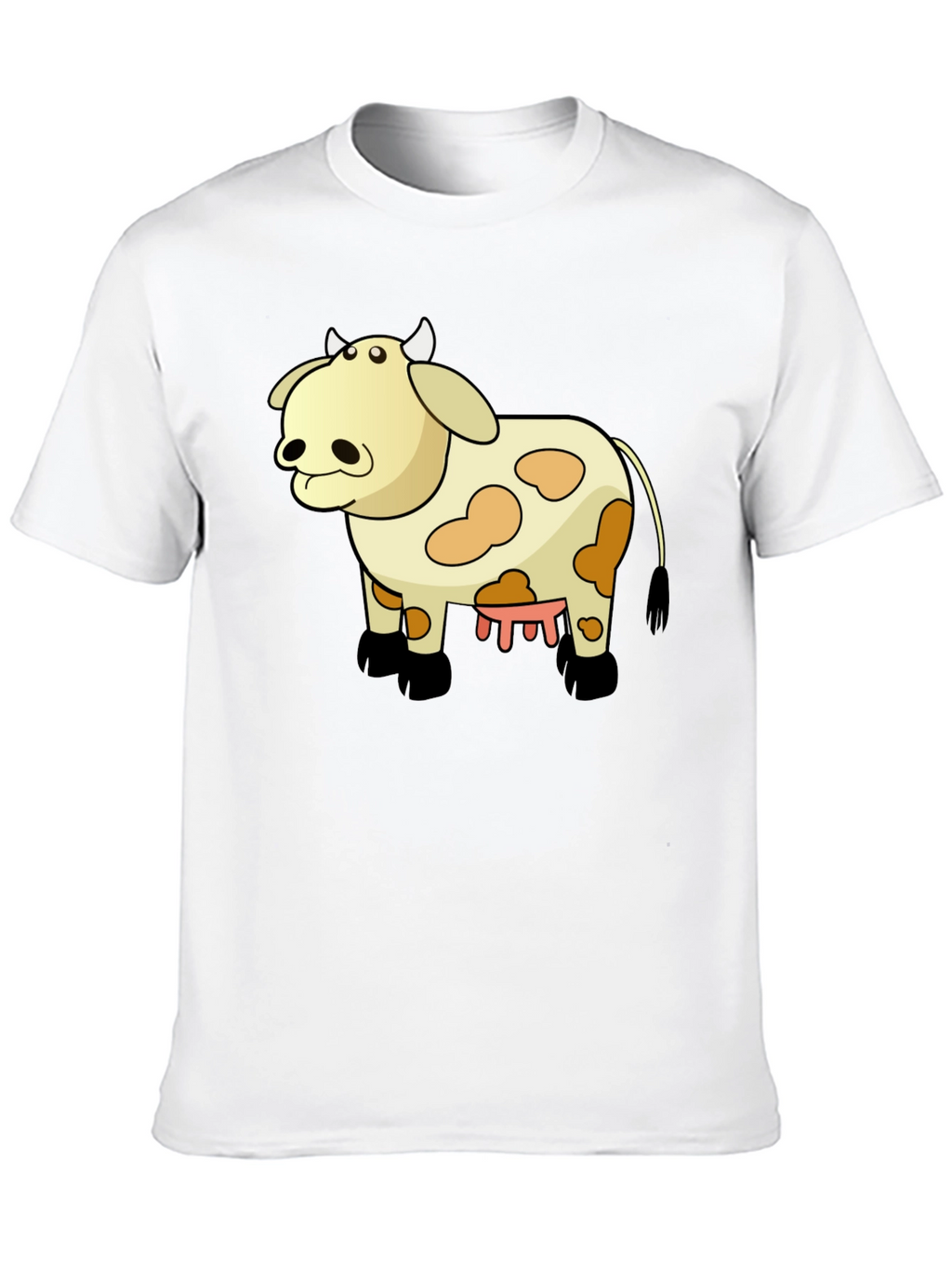Funny Cow Cartoon Black T-Shirt