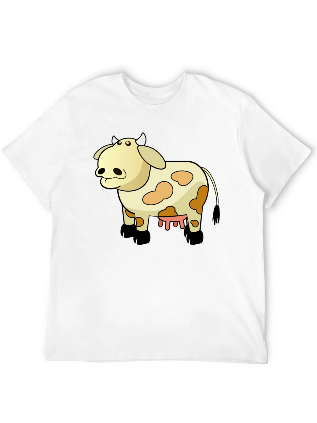 Funny Cow Cartoon Black T-Shirt