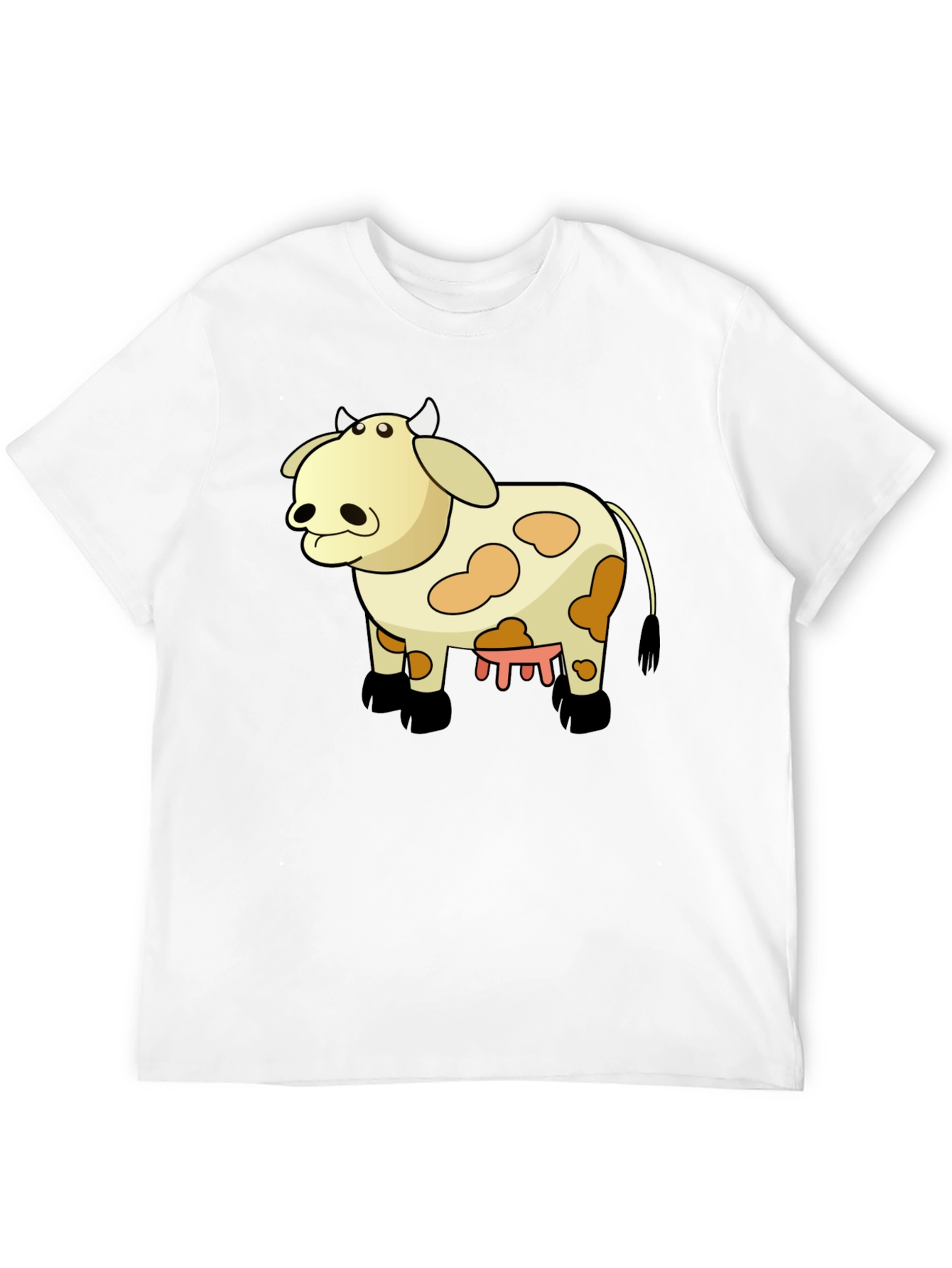 Funny Cow Cartoon Black T-Shirt