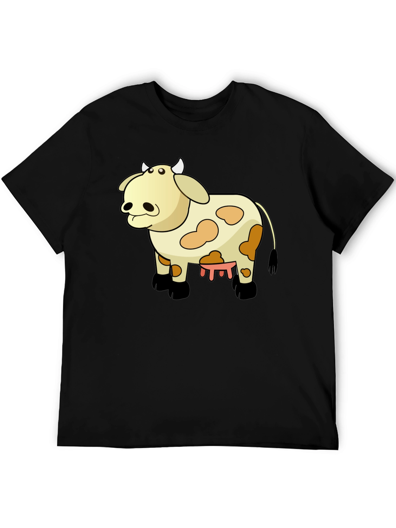 Funny Cow Cartoon Black T-Shirt