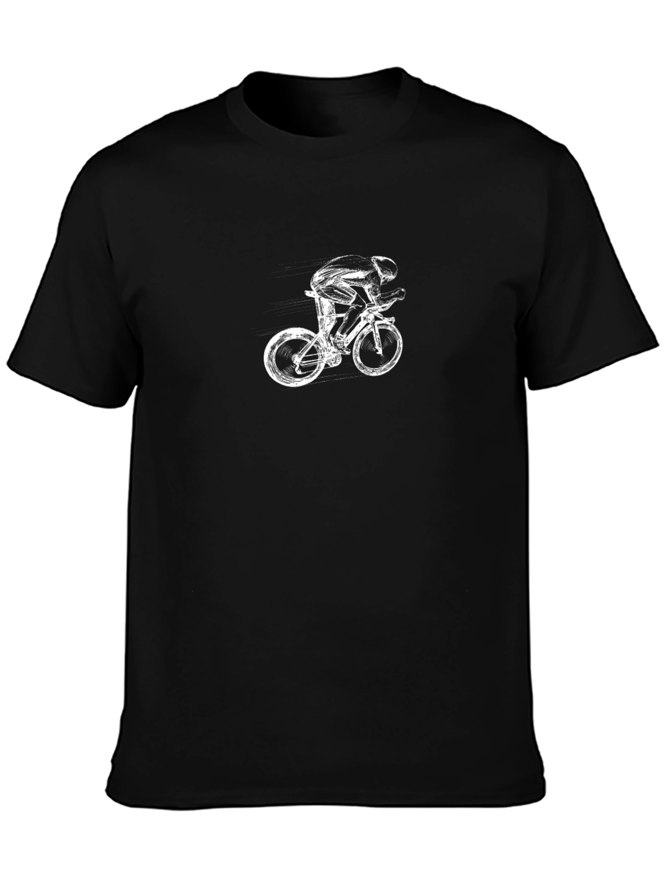Mens Black T-Shirt with Cyclist Graphic Tee