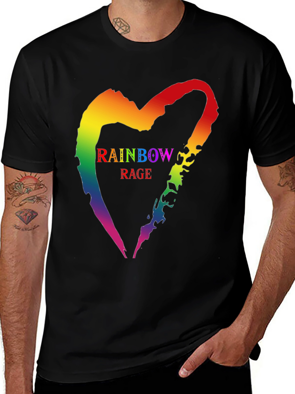 Rainbow Rage Heart T-Shirt - Prideful Graphic Tee