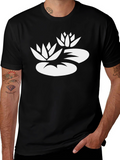 Lotus Flower Graphic Tee - Black Cotton Blend
