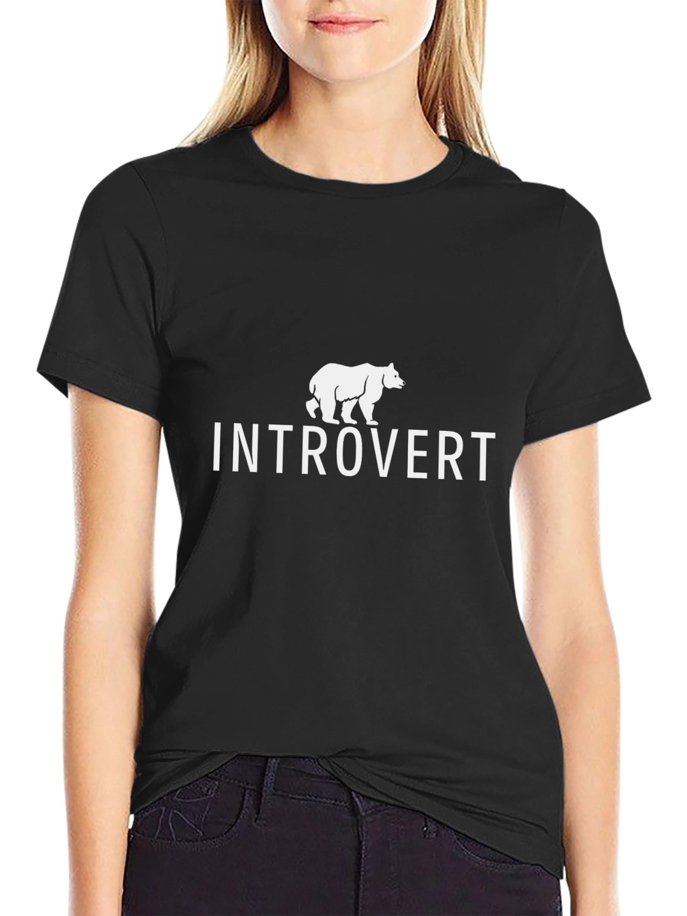 Introvert Bear Graphic Tee - Soft Cotton T-Shirt