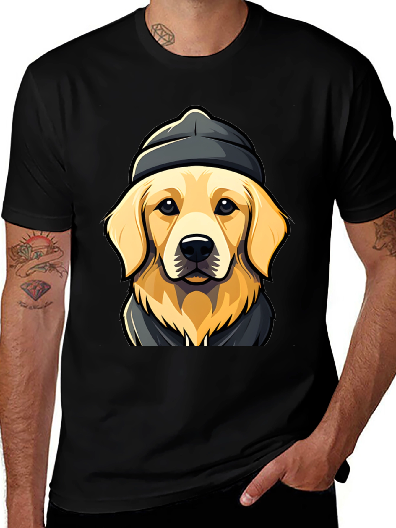 Dog in Beanie T-Shirt - Cool Canine Tee