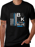 Back the Blue American Flag Graphic T-Shirt