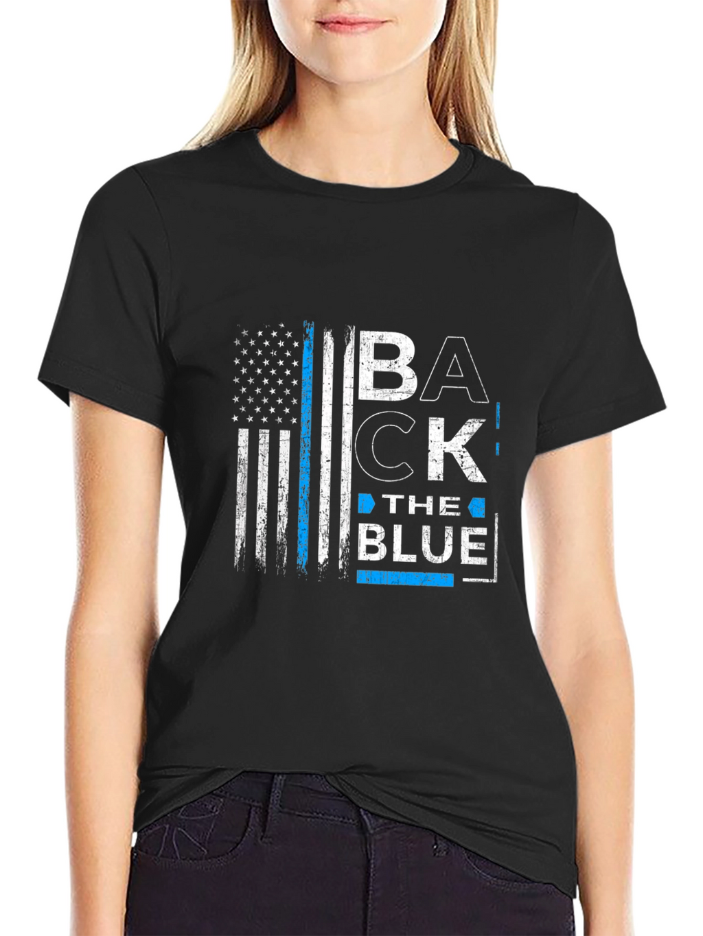 Back the Blue American Flag Graphic T-Shirt