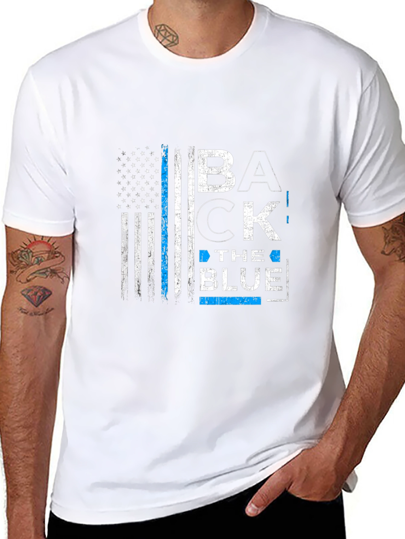 Back the Blue American Flag Graphic T-Shirt