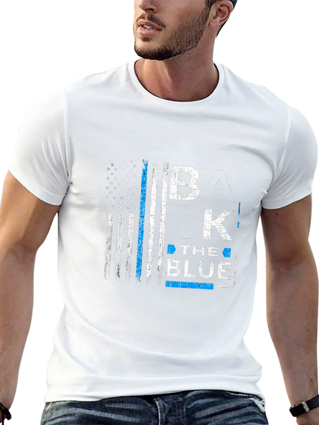 Back the Blue American Flag Graphic T-Shirt