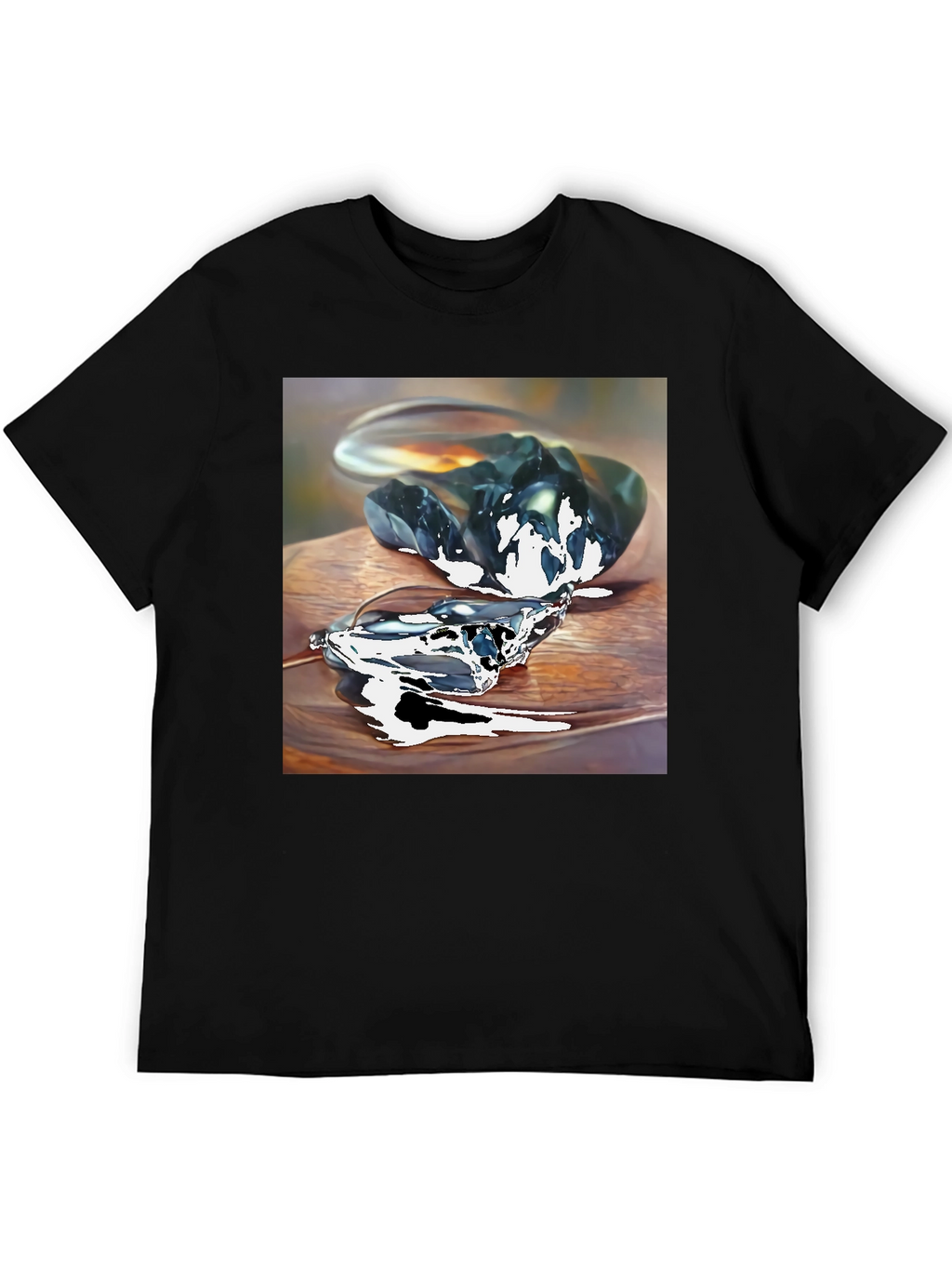 Abstract Stone Art Mens Black T-Shirt