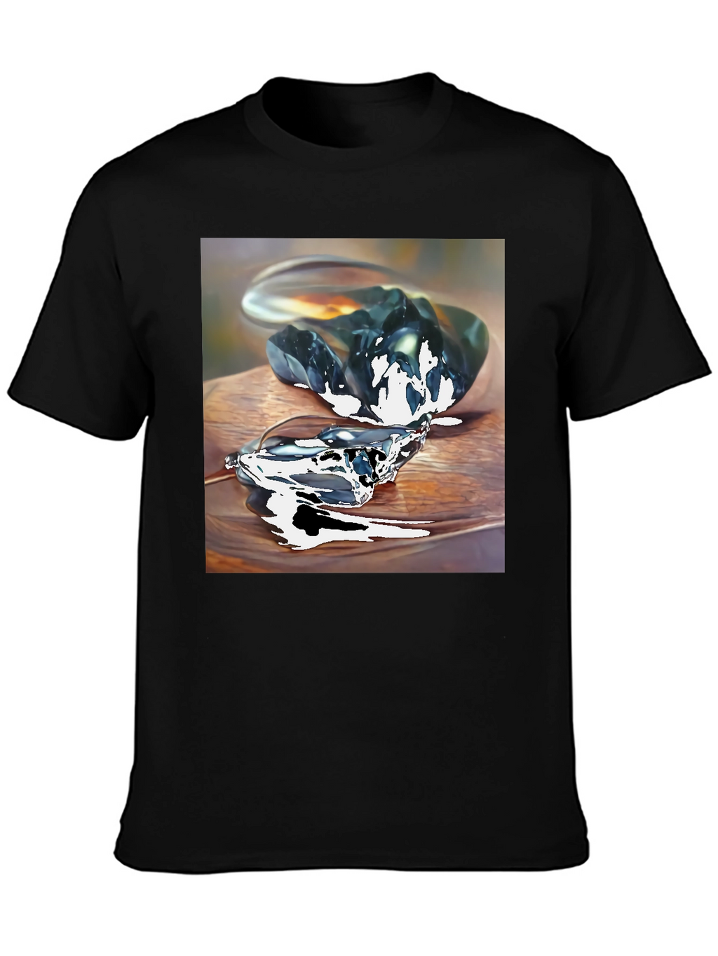 Abstract Stone Art Mens Black T-Shirt
