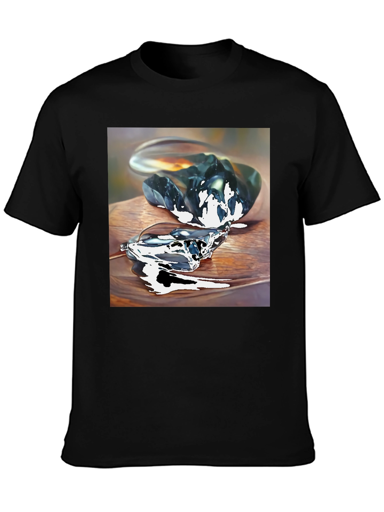 Abstract Stone Art Mens Black T-Shirt