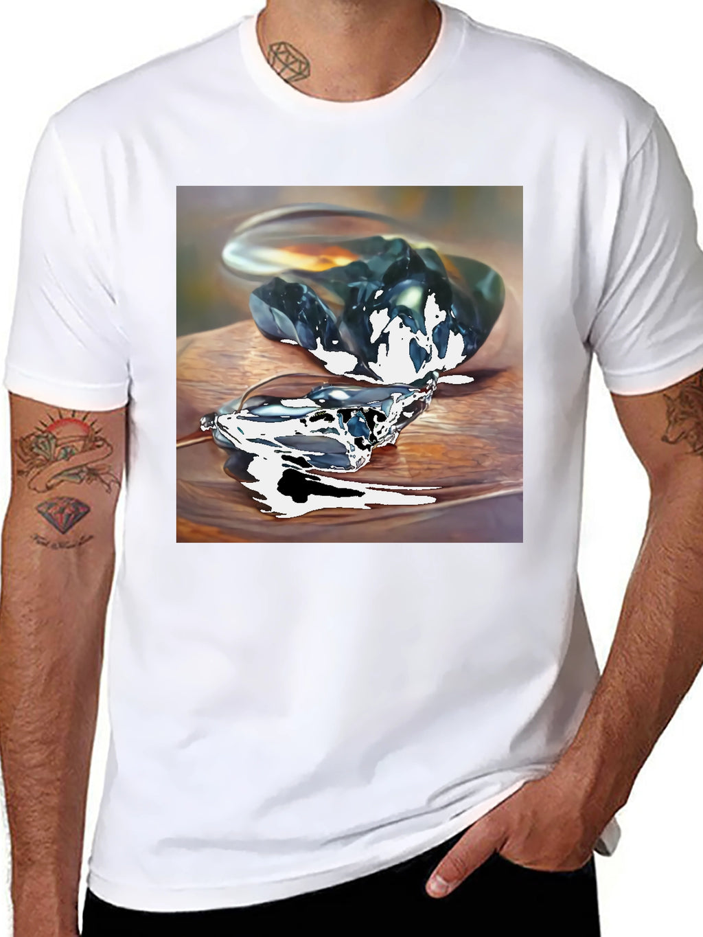 Abstract Stone Art Mens Black T-Shirt