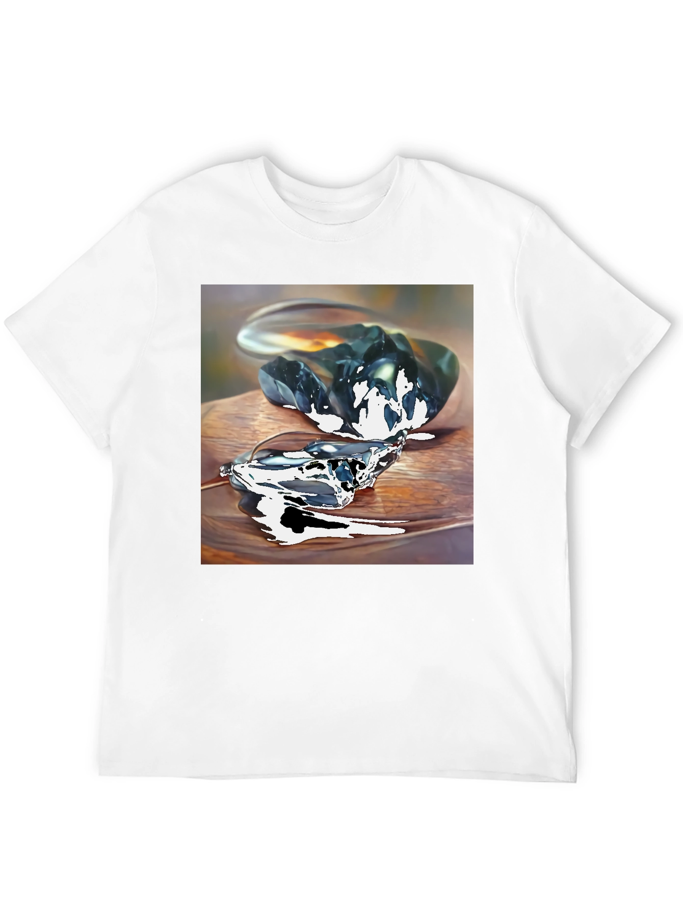 Abstract Stone Art Mens Black T-Shirt