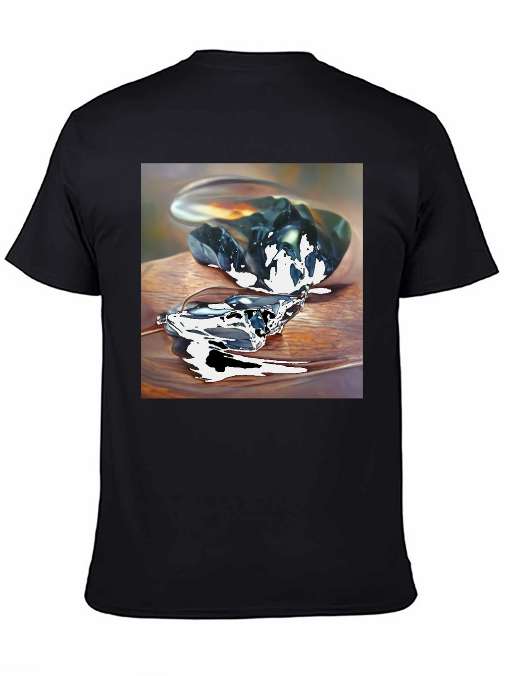 Abstract Stone Art Mens Black T-Shirt