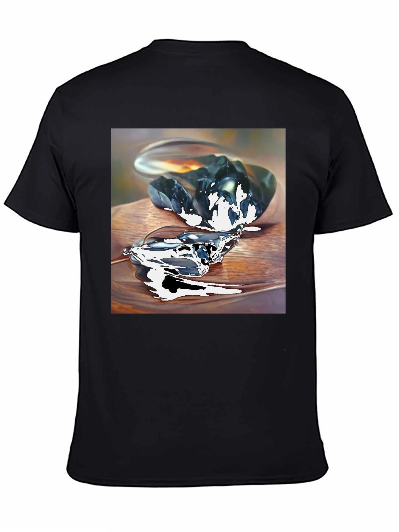 Abstract Stone Art Mens Black T-Shirt
