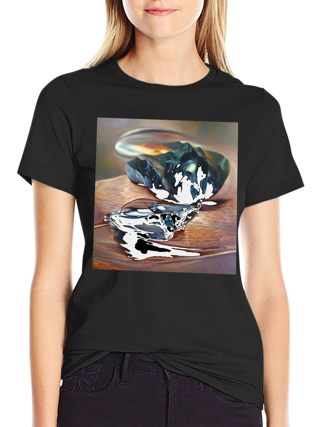 Abstract Stone Art Mens Black T-Shirt