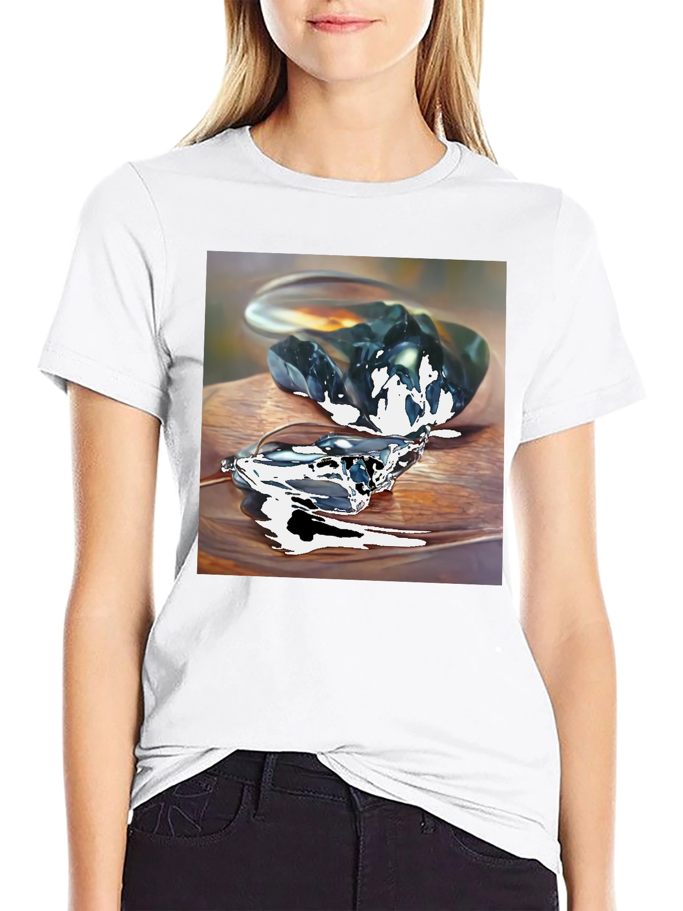 Abstract Stone Art Mens Black T-Shirt