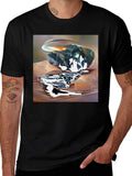 Abstract Stone Art Mens Black T-Shirt