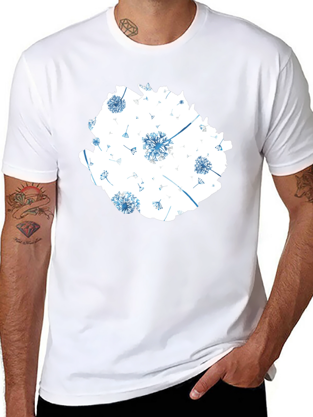 Dandelion Print Black T-Shirt