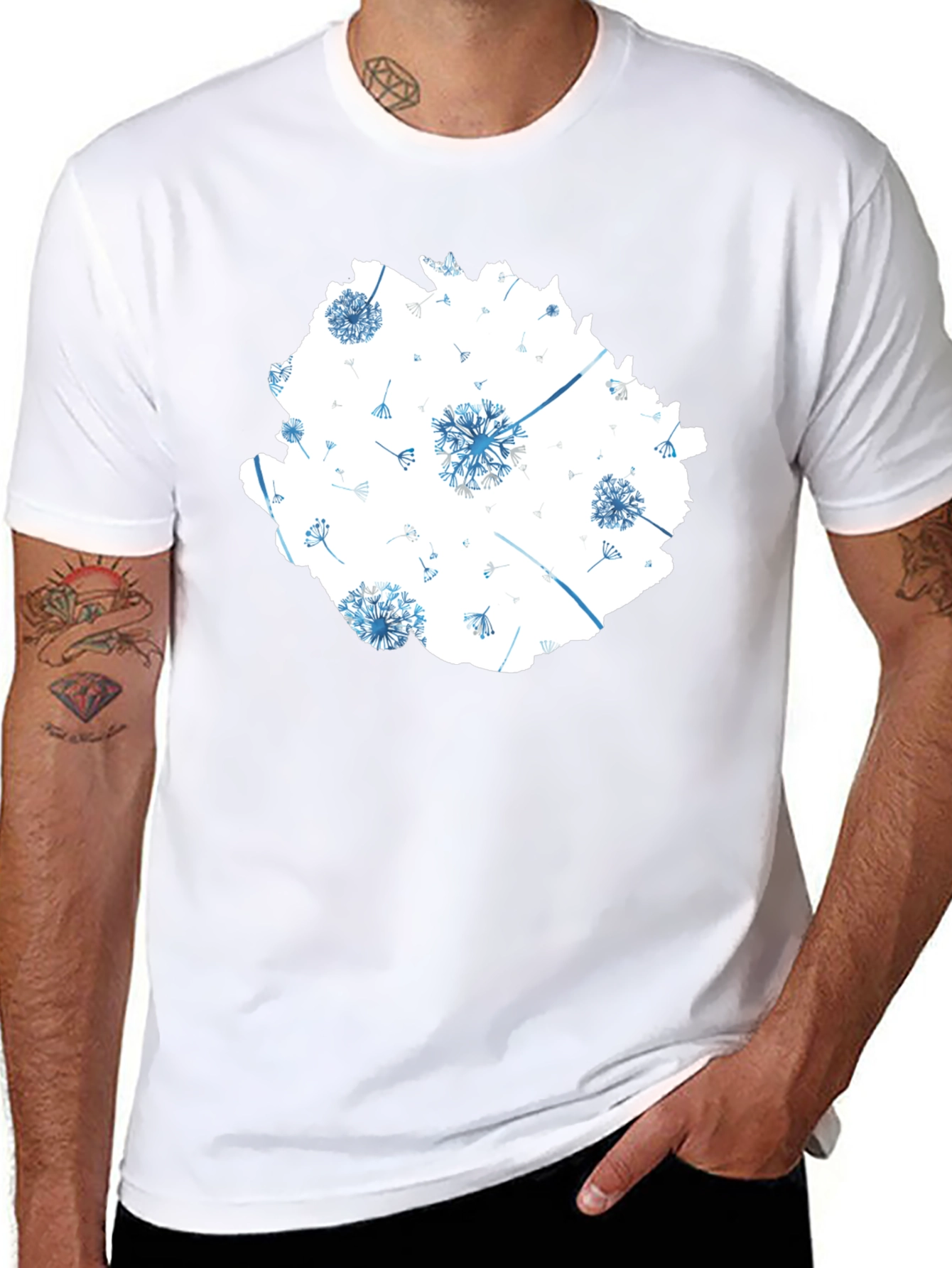 Dandelion Print Black T-Shirt