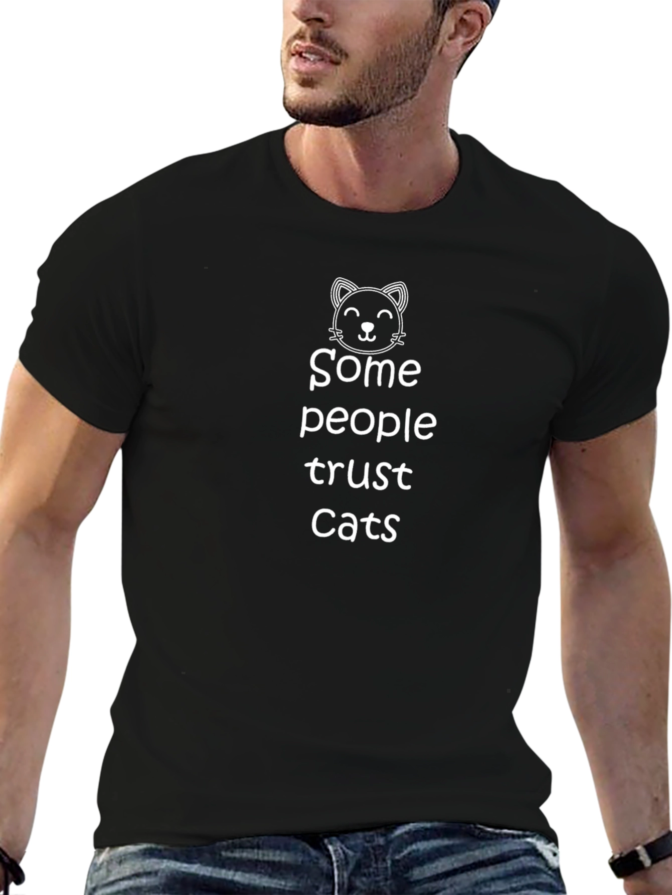 Some People Trust Cats Graphic Tee - Black