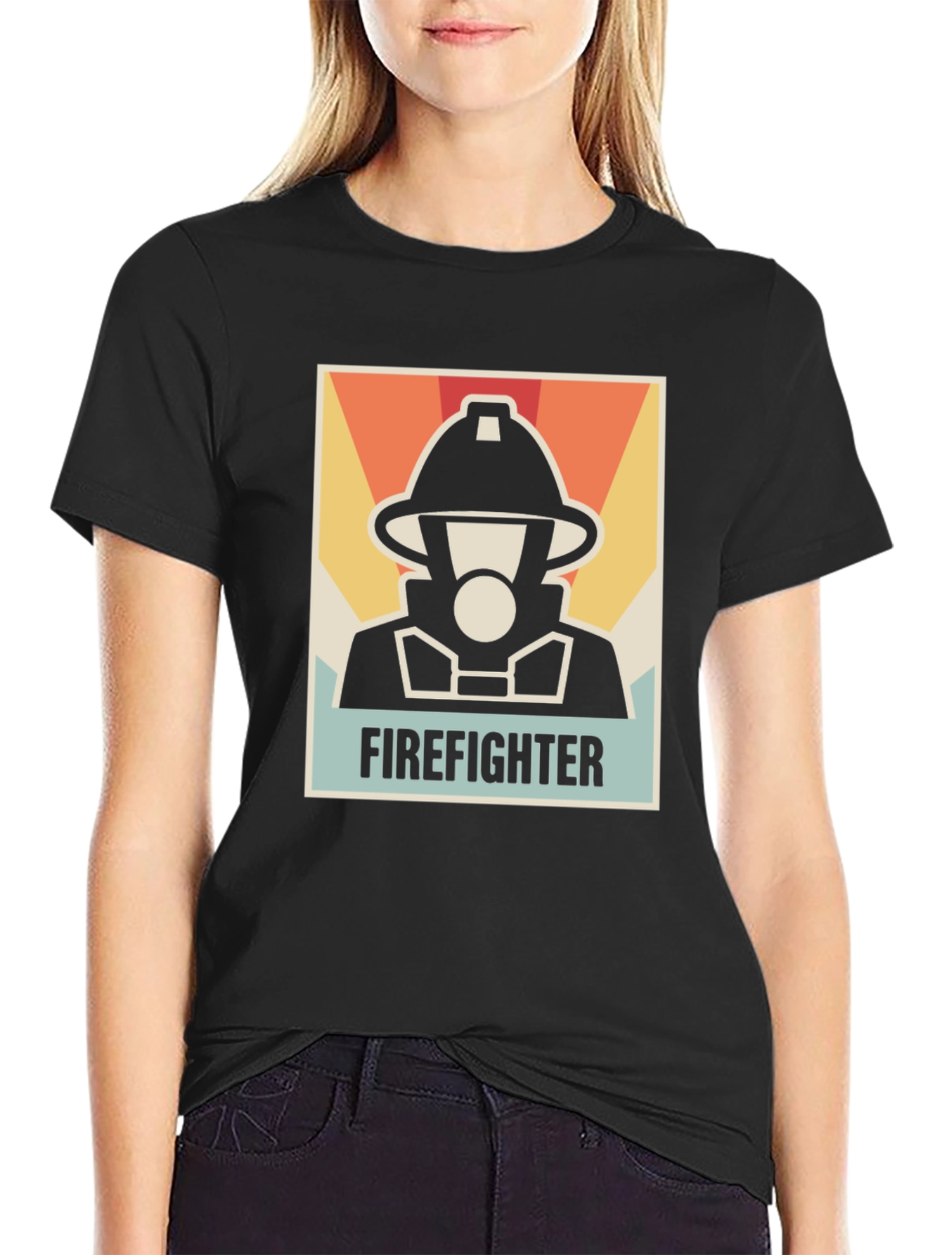 Firefighter Graphic Tee - Black Cotton T-Shirt
