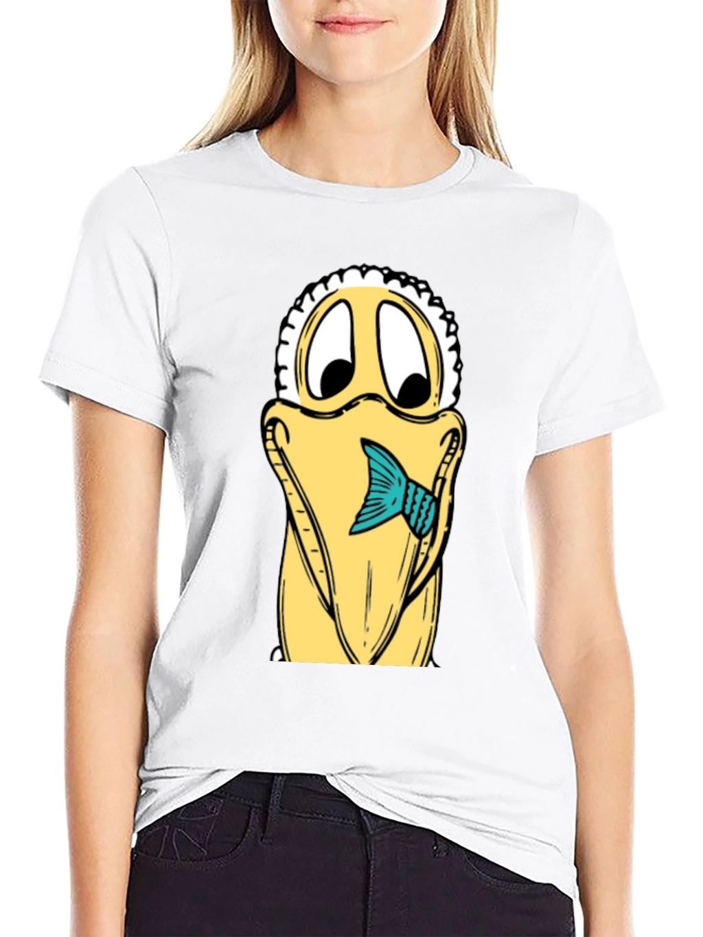 Cartoon Pelican Fish Graphic Tee