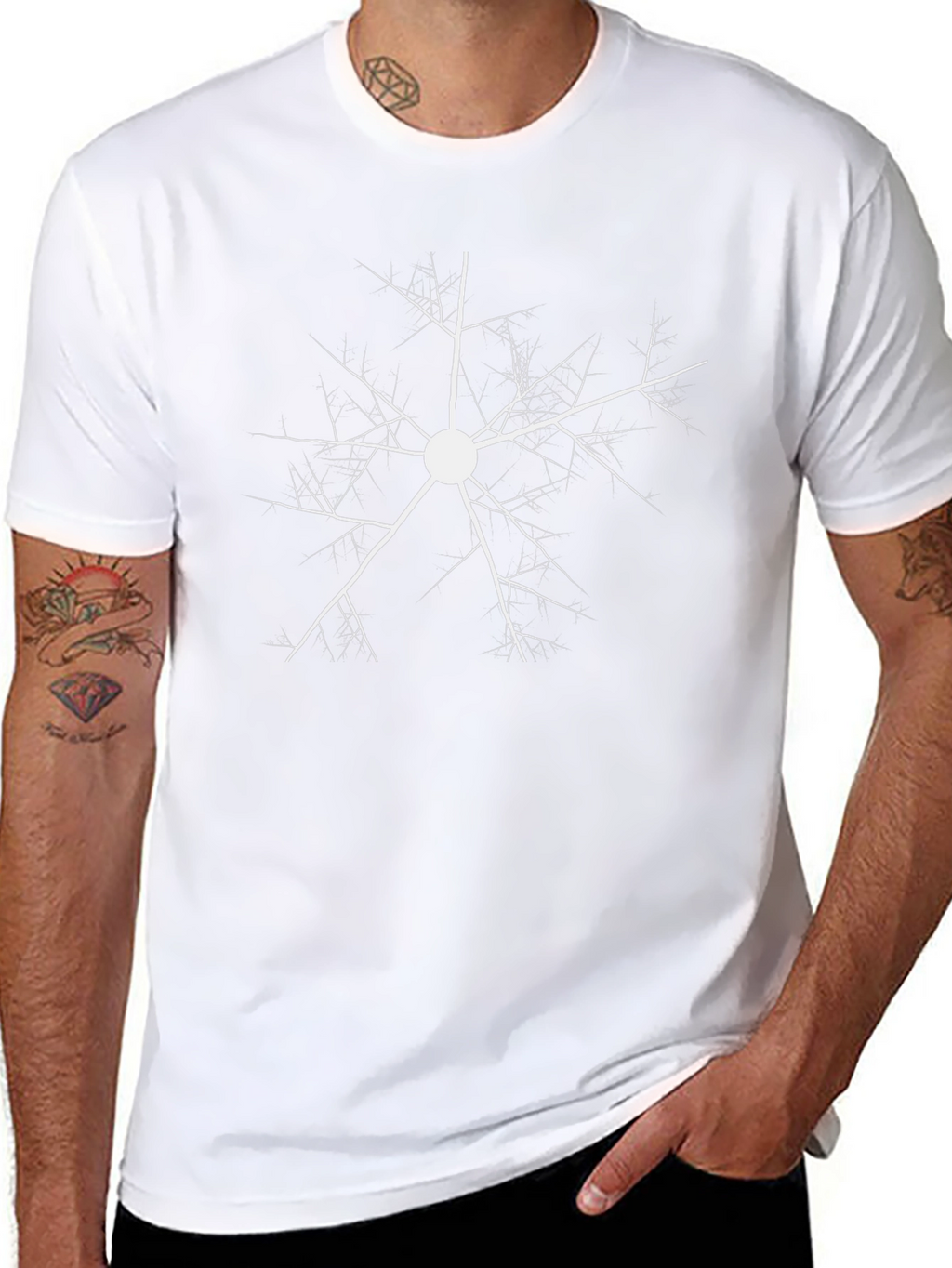 Black T-Shirt with White Neuronal Design