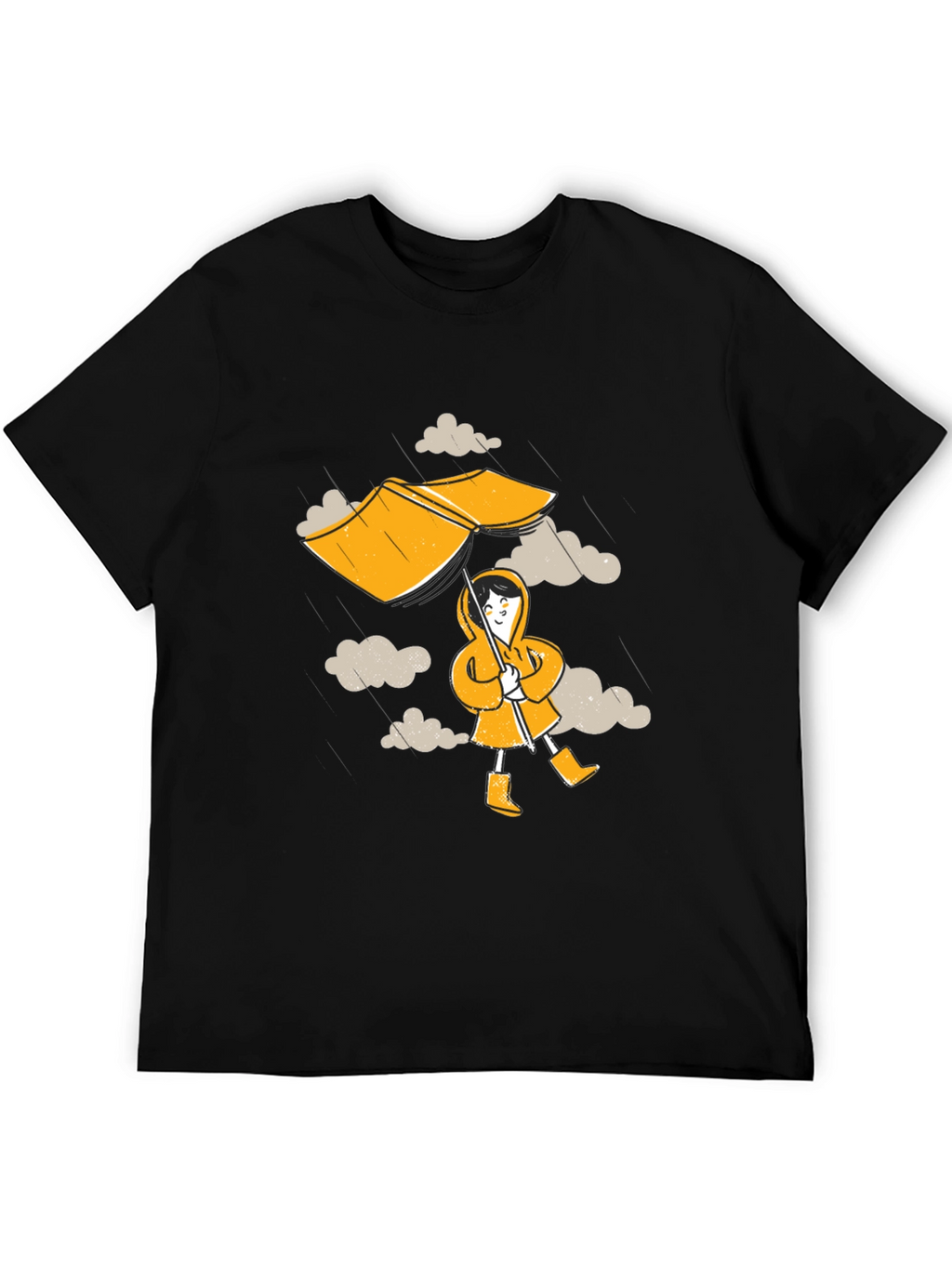 Rainy Day Fun T-Shirt - Cartoon Umbrella & Clouds