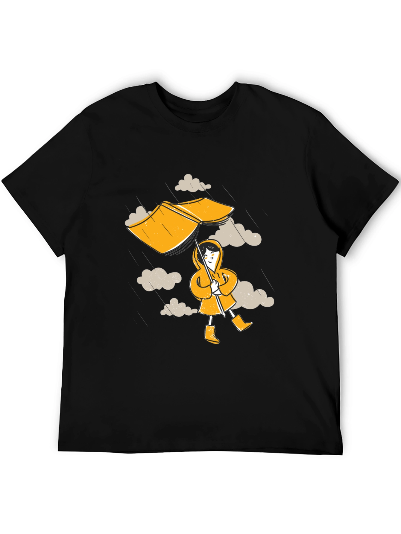 Rainy Day Fun T-Shirt - Cartoon Umbrella & Clouds