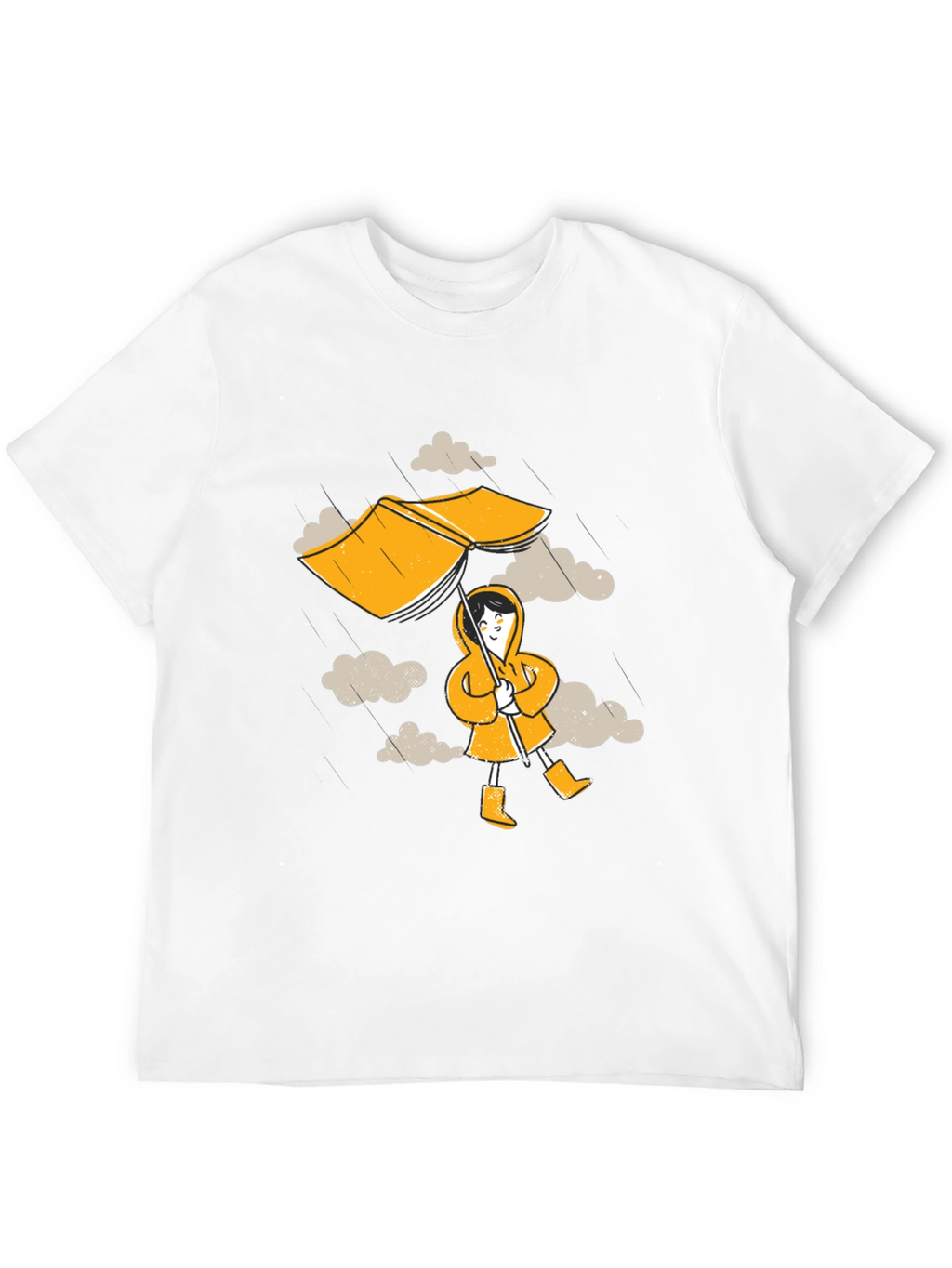 Rainy Day Fun T-Shirt - Cartoon Umbrella & Clouds