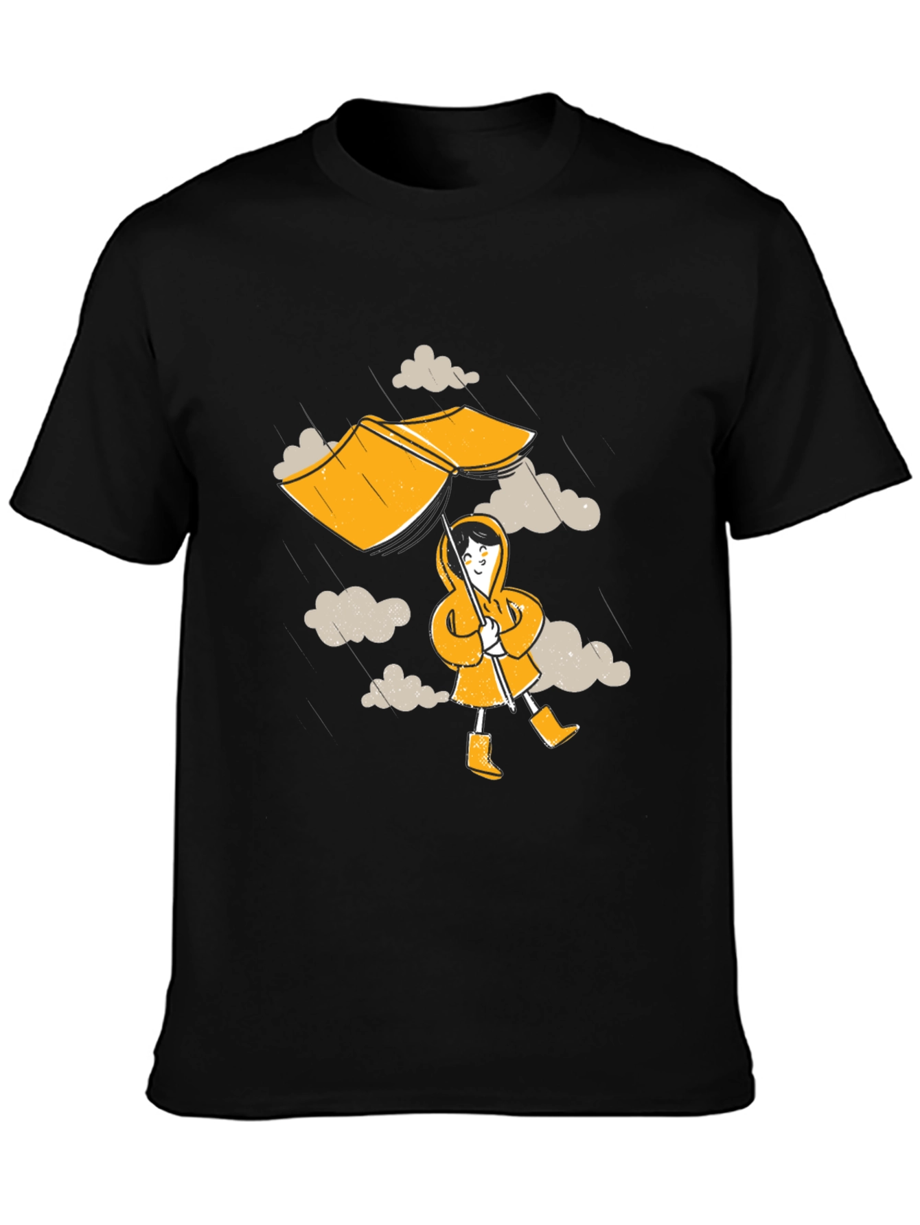 Rainy Day Fun T-Shirt - Cartoon Umbrella & Clouds