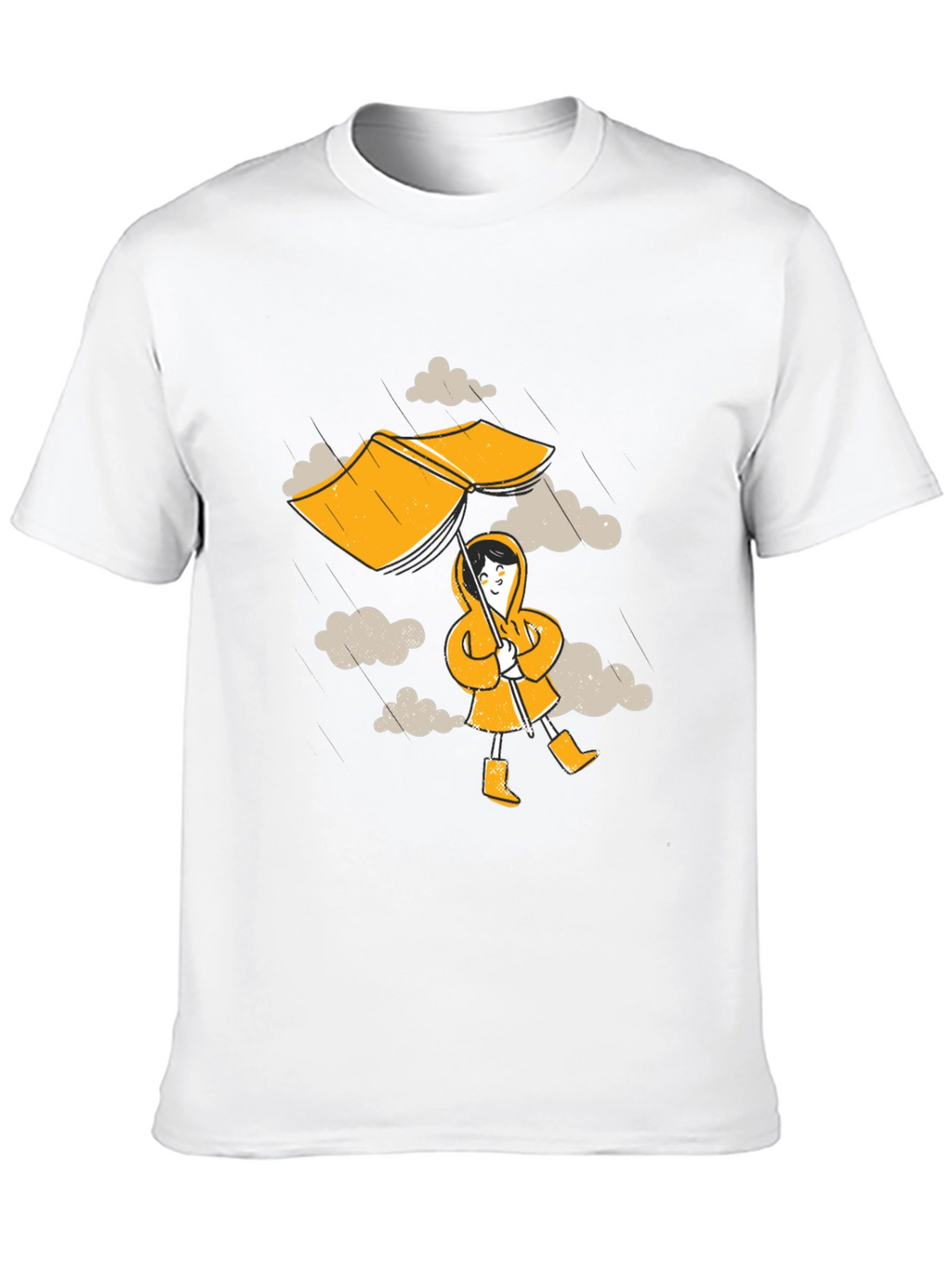 Rainy Day Fun T-Shirt - Cartoon Umbrella & Clouds