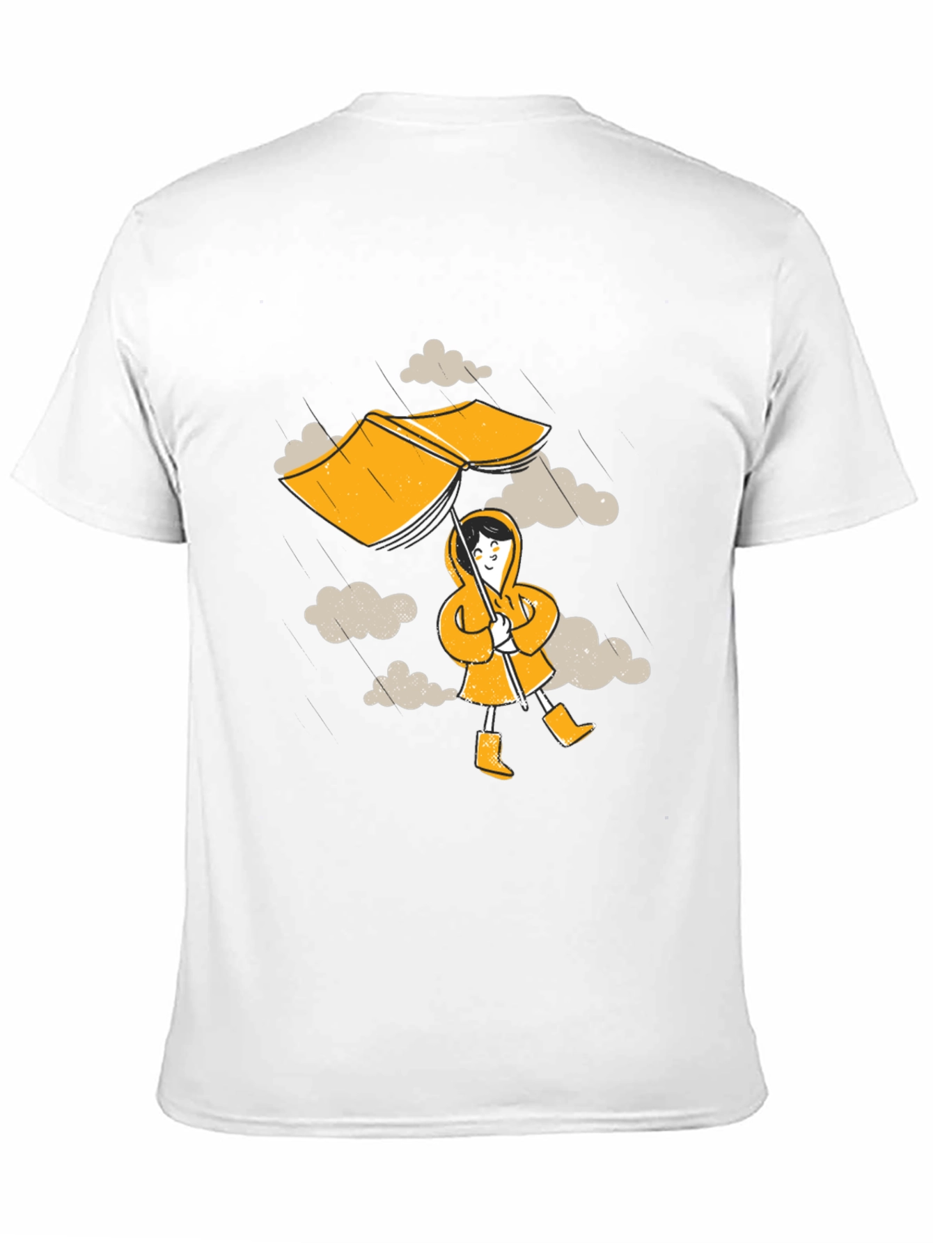 Rainy Day Fun T-Shirt - Cartoon Umbrella & Clouds