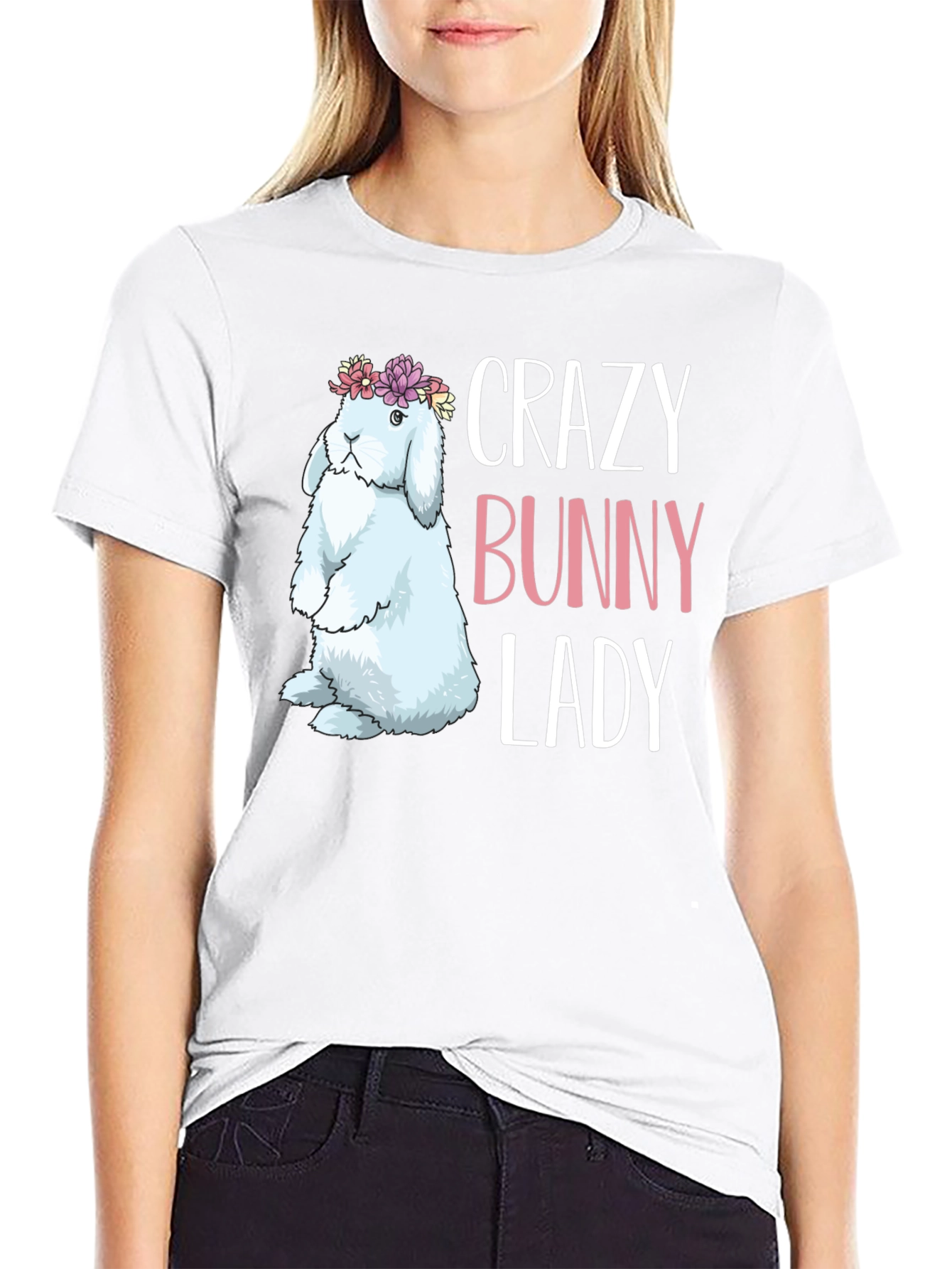 Crazy Bunny Lady T-Shirt - Easter Apparel