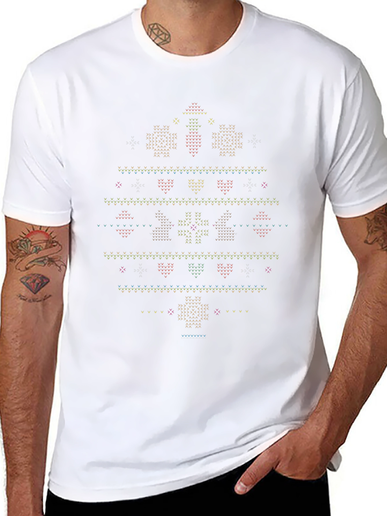 Novelty Christmas Sweater Pattern T-Shirt