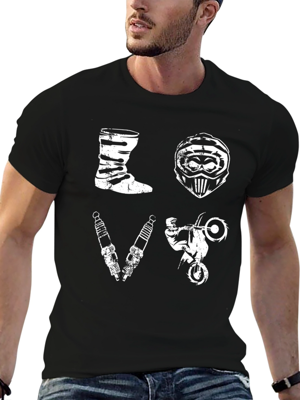 Motocross Love Graphic Black T-Shirt
