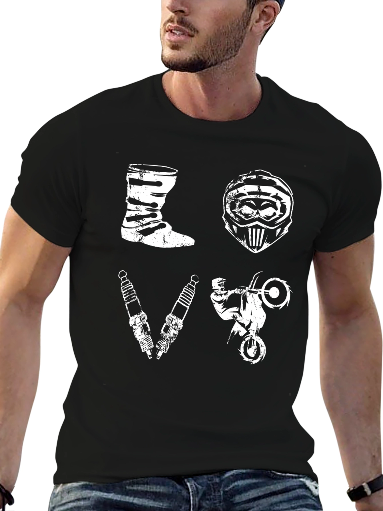 Motocross Love Graphic Black T-Shirt